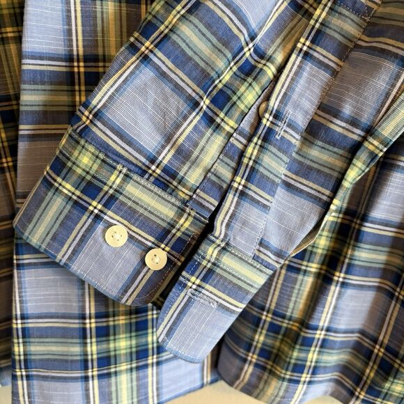 Barbour Highland Check 26 Long Blue Yellow Plaid Tailored Fit Long Sleeve Men XL - Picture 7 of 11